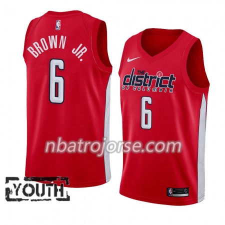 Barn Washington Wizards Tröja Troy Brown Jr. 6 2018-19 Nike Röd Swingman